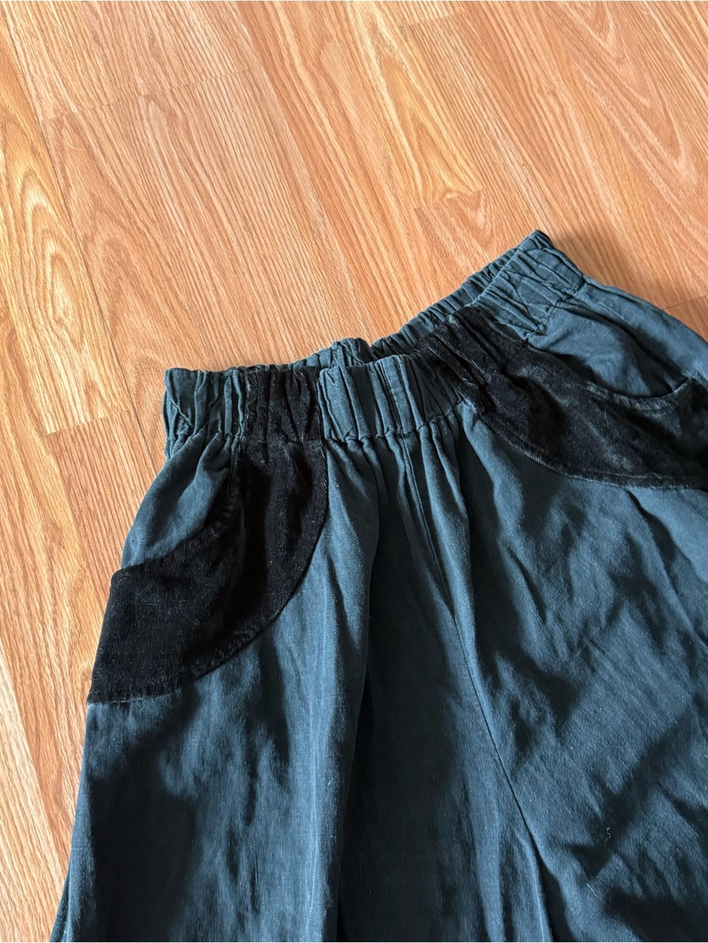 Handmade Women’s Wide-Leg Floral Embroidered Pants - Black - Picture 5 of 5
